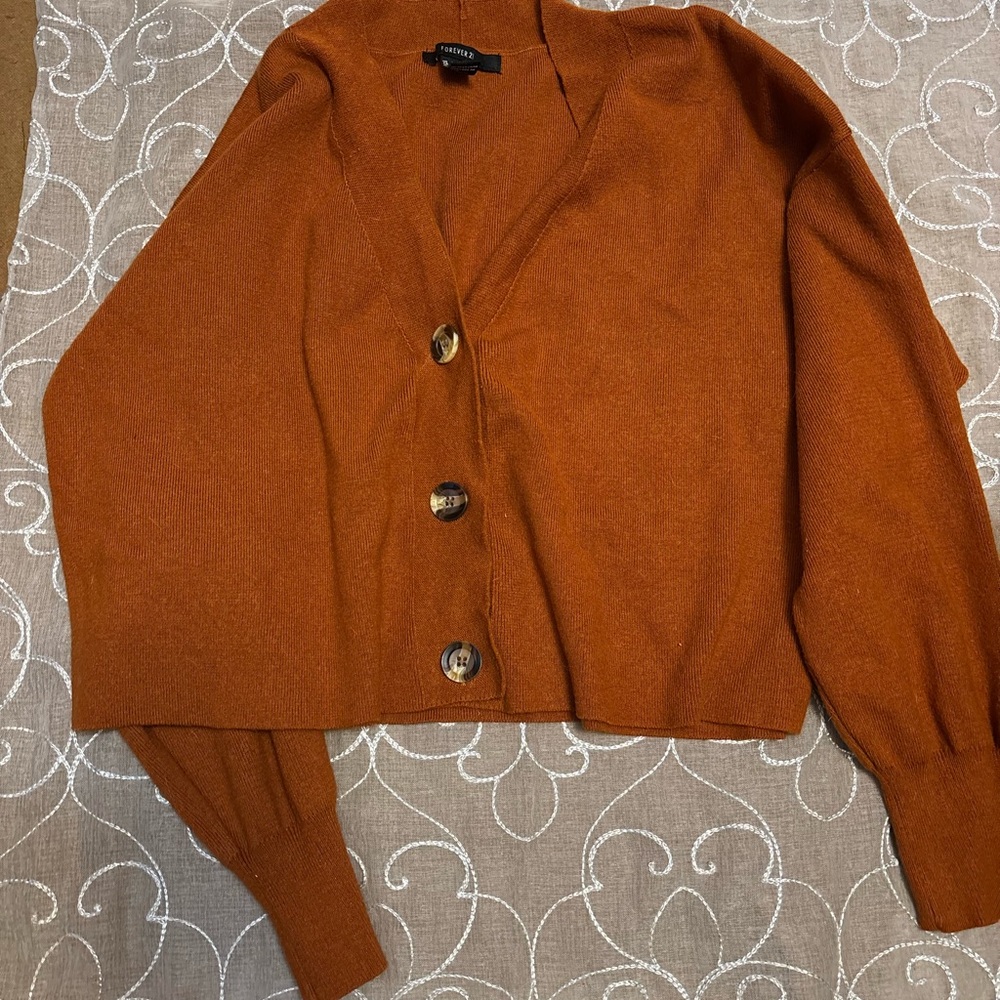 Forever 21 Burnt Orange Cardigan Sweater